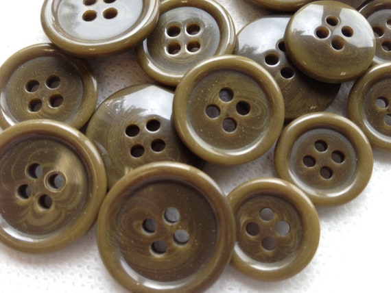 Olive Buttons Olive Suit Buttons Olive Coat Buttons Olive Pant Buttons Lot  of 4 Buttons, 3 Sizes Available, 