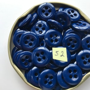 Royal Blue Button, Royal Blue buttons,  4 hole Lot of 10-50-100-500 Buttons - internal colored - 9/16&quot; (13.8mm)