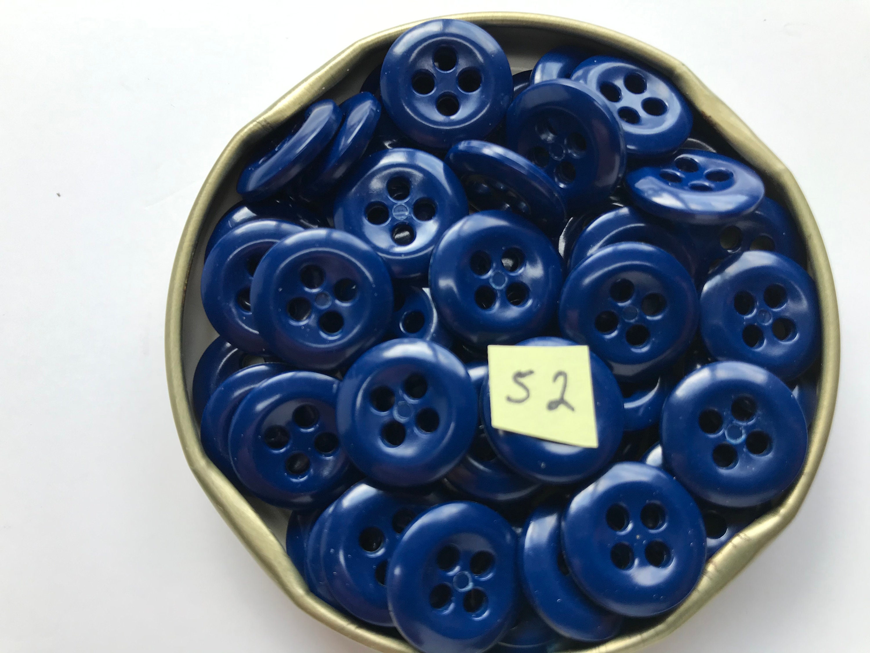Medium Blue Button, Med Buttons, 4 Hole Lot Of 10-50-100-500 Buttons -  Internal Colored 1/2