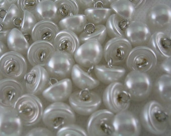 Pearl Buttons with wire shank, Domed Lot of 100 wedding SIZE 3/8" (10mm)