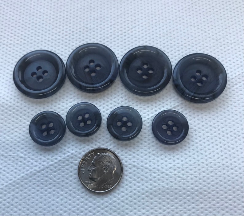 Blue Buttons and Red Buttons 4 Hole Round Back Lot of 4 Buttons Clear ...