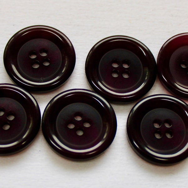 Cranberry buttons 4hole with rim - Size is 13/16" (20.3mm) - Lot size is 6 buttons.