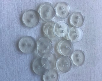 Clear Buttons 2 hole, Backer buttons, two sizes available 9/16"(14MM)  and 1/2" (12mm)  Lot of 6