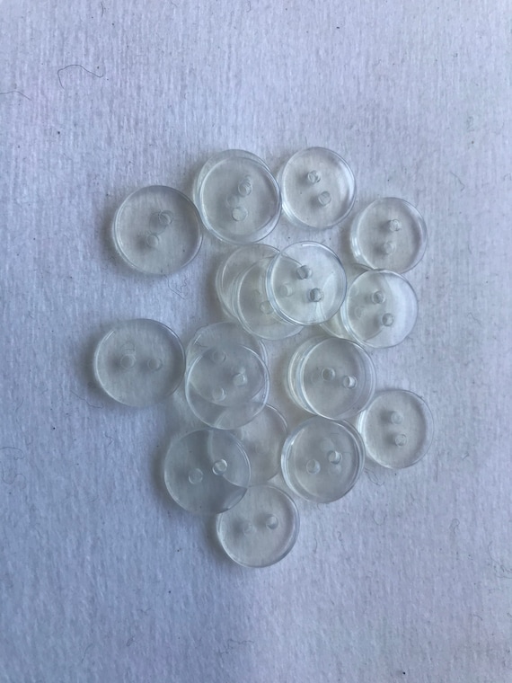 Clear Buttons 2 Hole, Backer Buttons, Two Sizes Available 9/1614mm and 1/2  12mm Lot of 6 