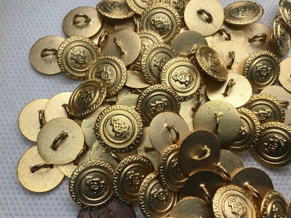Satin Gold Shank Button. Center and Edge Design. Size 5/815.4mm