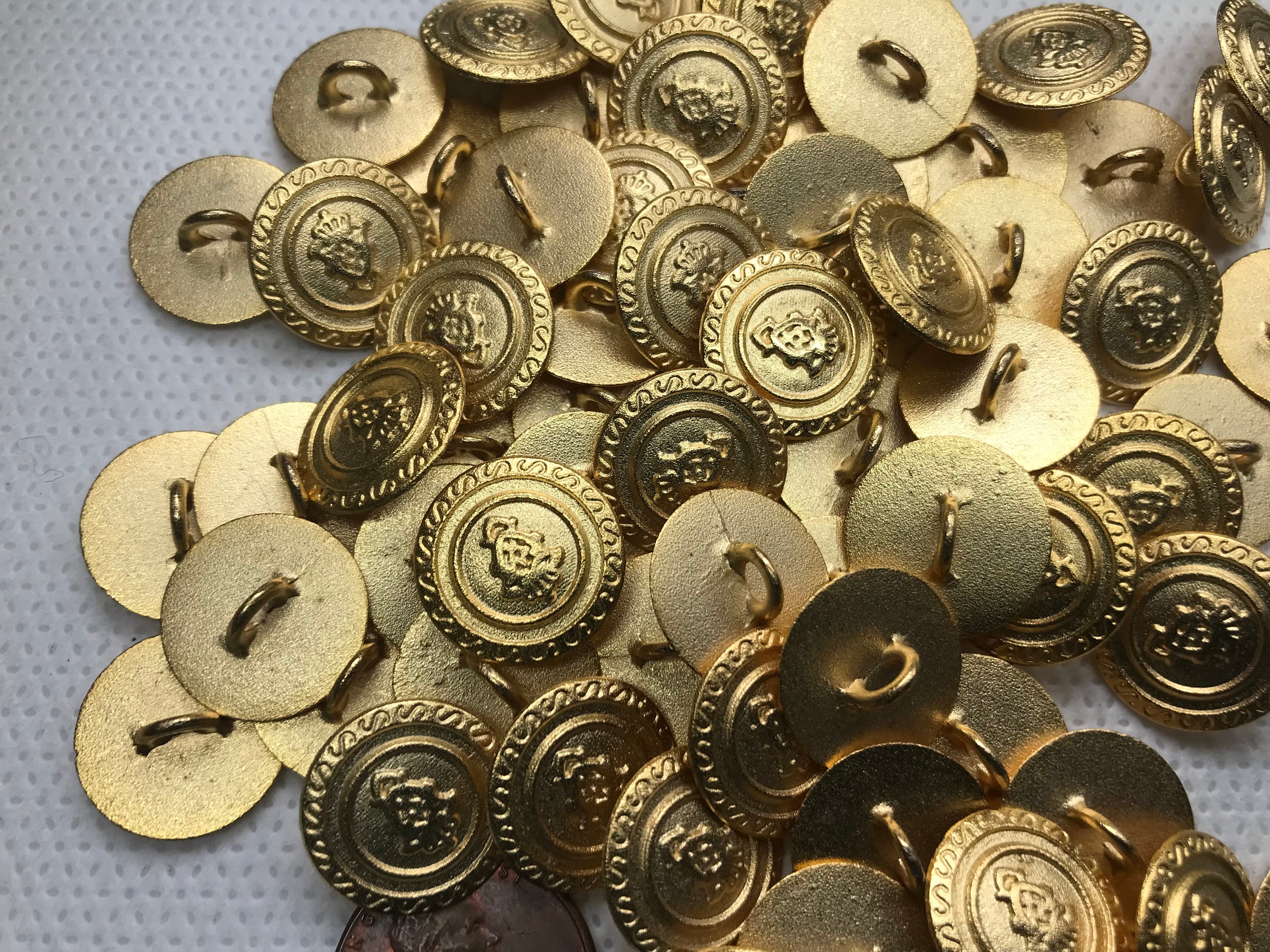 6pcs, 15mm Metal Shank Gold Button, Flat Heat Metal Buttons, High Quality  Metal Blazer Button 24L Size 