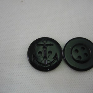 Black Anchor Button, Peacoat button, Black, 1 1/16 28mm in diameter New Lot of 8 buttons Large image 4