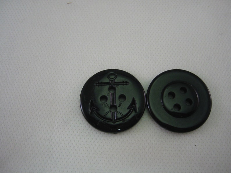 Black Anchor Button, Peacoat button, Black, 1 1/16 28mm in diameter New Lot of 8 buttons Large image 4