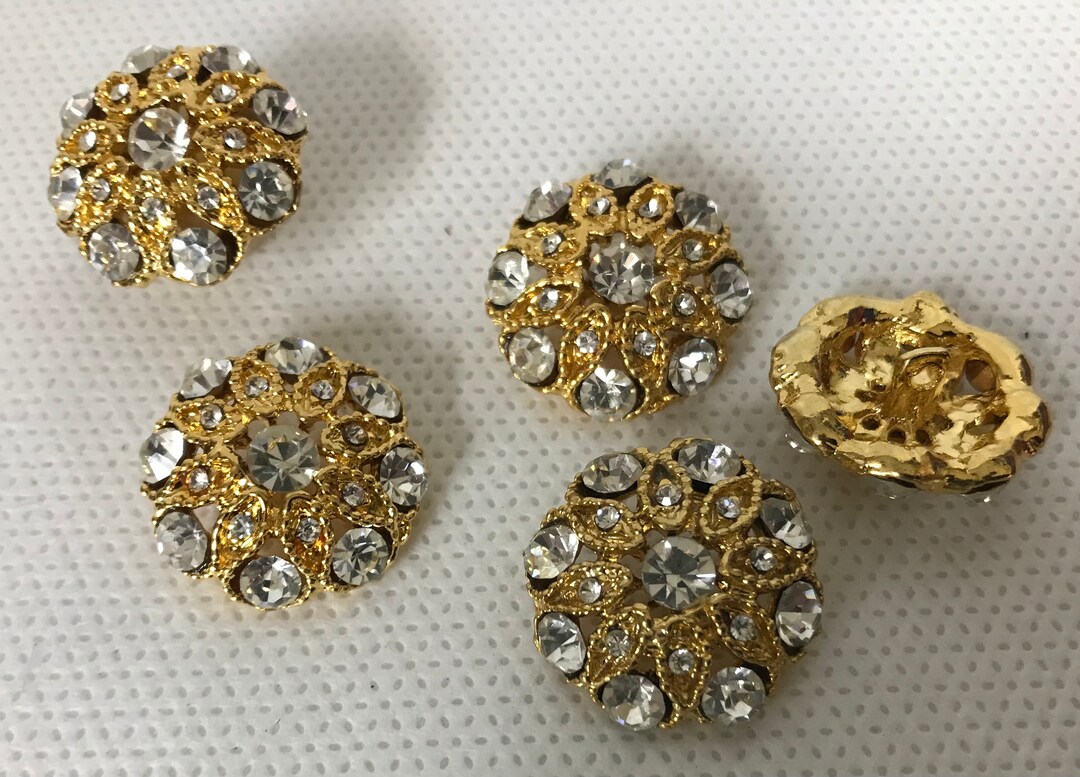 Rhinestone Buttons With 9 Large Stones (7/8" ) 23mm in Diameter . Shank ...