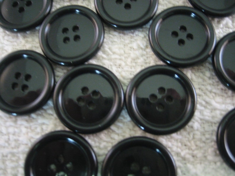 Black Buttons. Large Black Buttons. Shiny 4 Hole Size is 13/16" (20mm ...