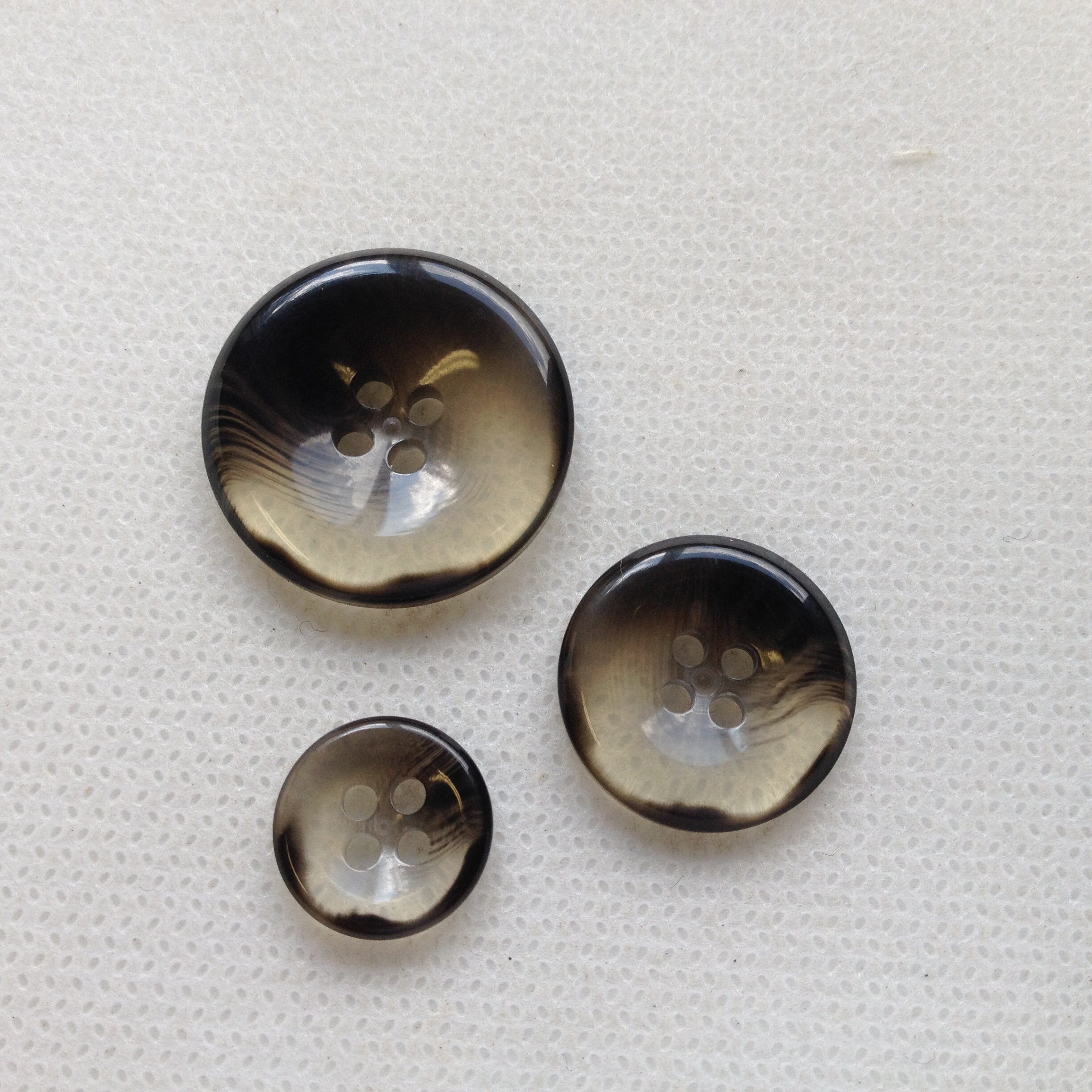 Black Clear Buttons, Two Colors, Four Holes, Semi-transparent
