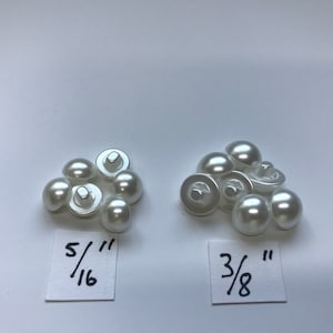 Pearl Buttons, Domed Pearl buttons,  5/16&quot; inch self shank Lot of 25, Wedding buttons. 1/2 ball buttons
