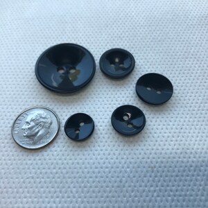 Shiny Black cup shape Buttons.2 hole, 5 sizes available 1 to 7/16 Pick size at check out Lot of 6. Shiny Cup shape. image 3