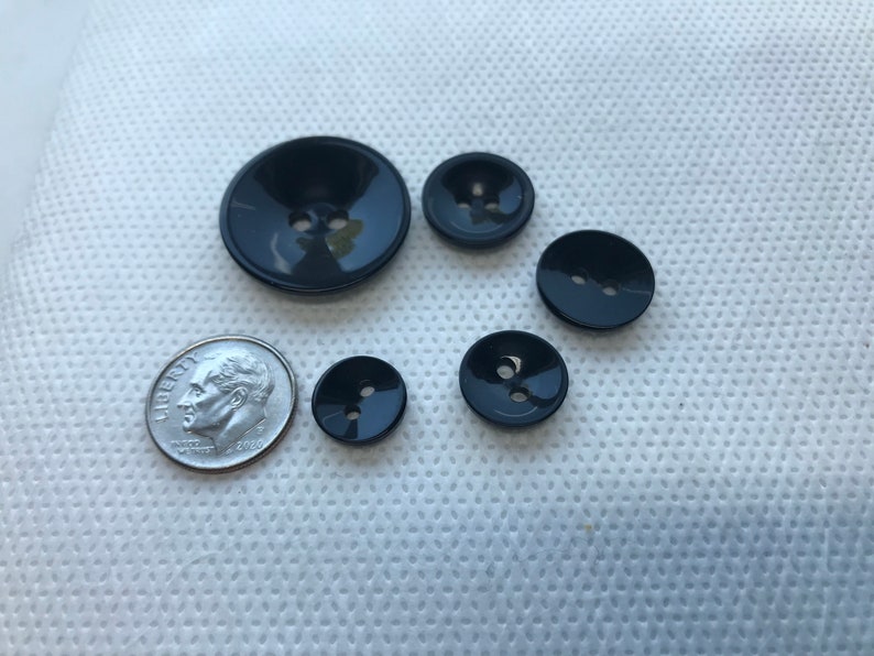 Shiny Black cup shape Buttons.2 hole, 5 sizes available 1 to 7/16 Pick size at check out Lot of 6. Shiny Cup shape. image 3