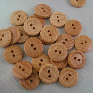 Wood buttons lot of 6 natural 2 hole. 5/8&quot; (15mm) diameter