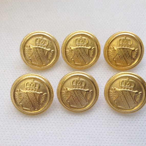 Gold Button. Gold Crest Button. SIZE 5/8 Lot of 4 | Etsy