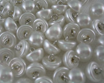 Pearl Buttons with wire shank Domed  Lot of 25 Wedding. Size 3/8" (10mm)