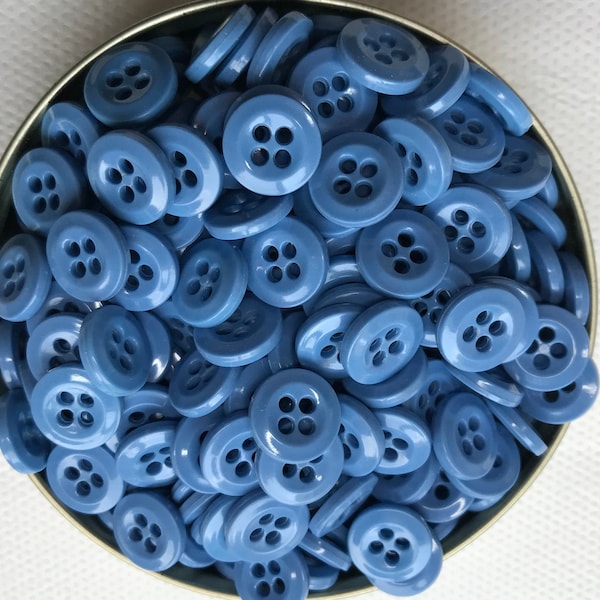 Light Blue Button, light Blue buttons,  4 hole Lot of 10-50-100-500 Buttons - internal colored - 1/2" (12.4mm)