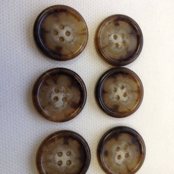 Bouton marron - Gros boutons pour manteaux marron 2 tailles 1" (25 mm), 13/16" (23 mm), Lot de 6 boutons. Bouton de manteau marron fabriqué en Italie