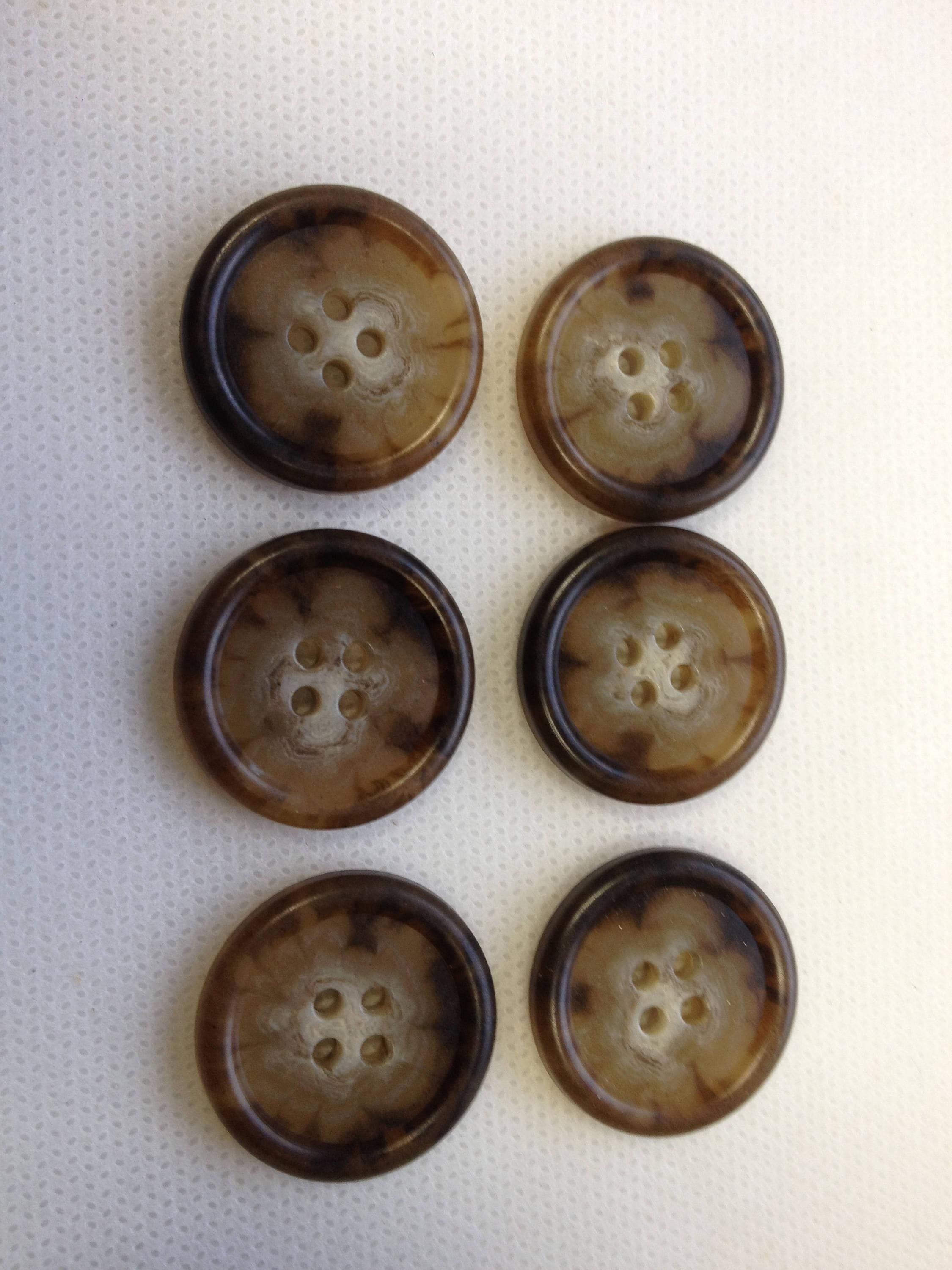 Lot of 50 Speckled Brown Faux Wood Buttons, Large 1 1/4 Round for Coat  jacket
