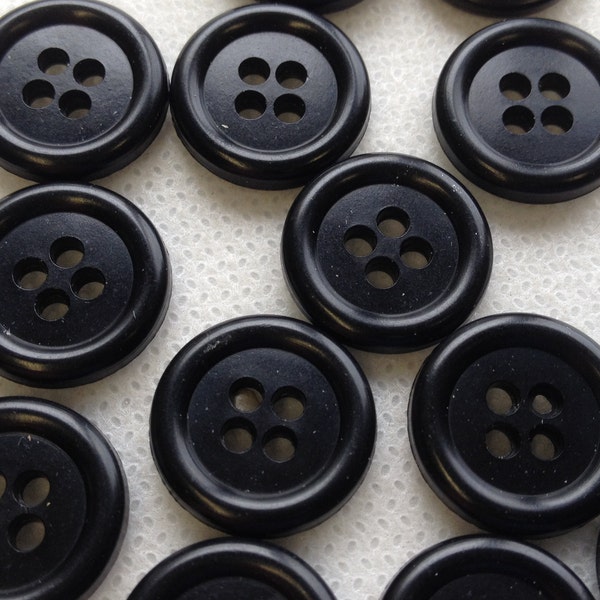 Black Buttons, Special Strong Black Pant and Shirt buttons, 3 SIZES  5/8"  7/16" AND 3/8"  Lot of 10  buttons