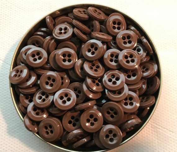 Brown Button, Basic Brown Buttons, 4 Hole Lot of 10-50-100-500 Buttons  Internal Colored 1/2 12.4mm 