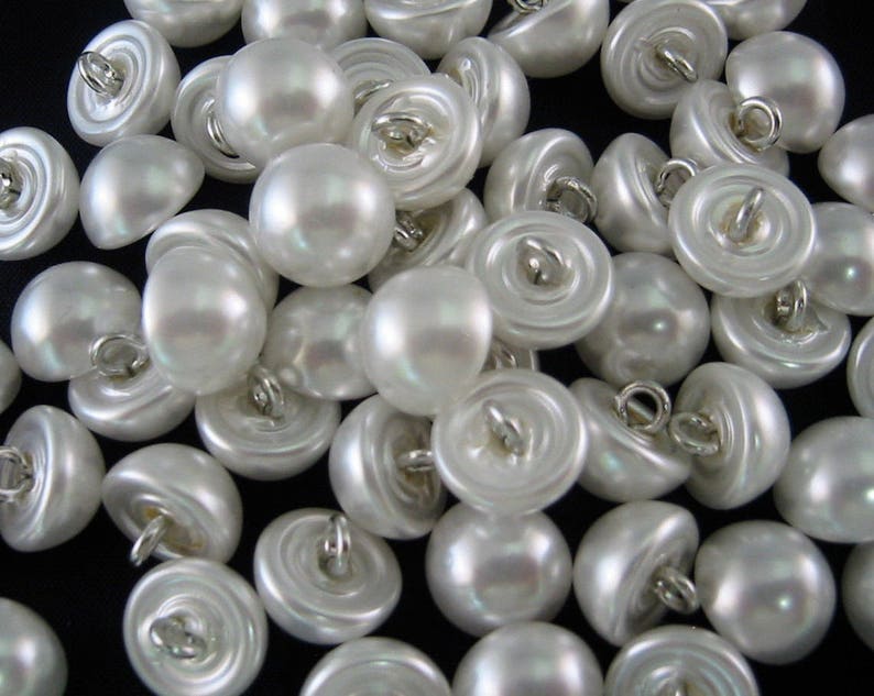 Pearl Buttons Domed Pearl Buttons With Wire Shank SIZE Etsy