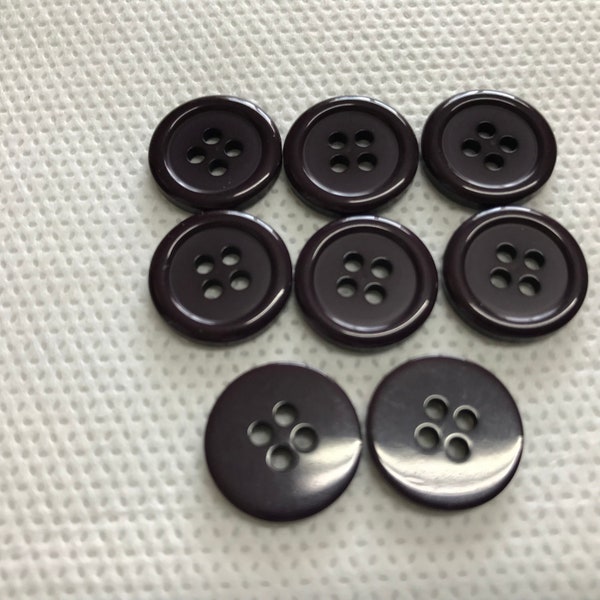 Dark Purple  Buttons with a rim  4 hole, Flat back  Lot size is 6 buttons. 1 sizes available. 5/8"  in diameter .