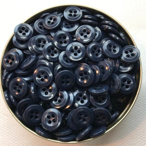 Navy Blue Button, Navy blue  buttons,  4 hole Lot of 10-50-100-500 Buttons - internal colored - 1/2&quot; (12.4mm)