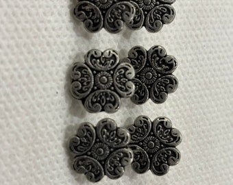 Flower Button,  4 petal Shank design.   . Size 9/16: (15mm) in diameter. Lot of 6