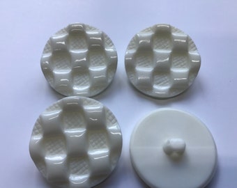 Large White shank button 1 3/16" ( 30mm) in diameter - lot of 6 - Patchwork design