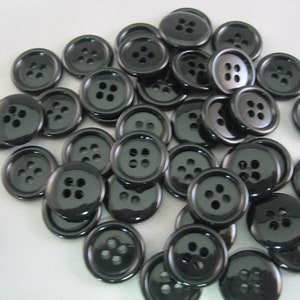 Black Buttons, Small black buttons,  size 5/8&quot; (16mm) - Lot of 25