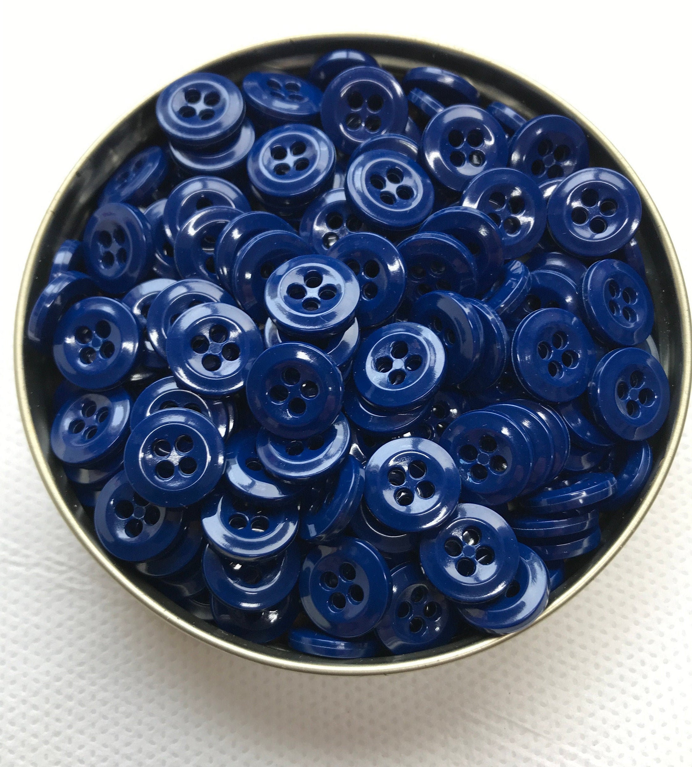 Royal Blue Buttons, Blue Buttons 4 Hole Lot of 10-50-100-500 Buttons  Internal Colored 1/2 12.4mm 