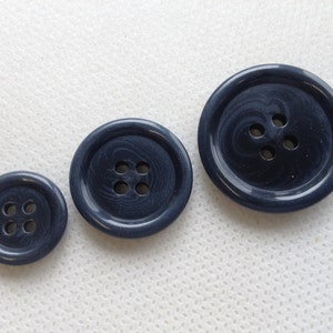 Navy / Gray Buttons - Navy suit buttons,  Navy /Gray Pant buttons Lot of 4 buttons, 2 sizes available, 3/4&quot; and 9/16&quot;