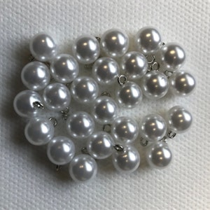 Guziki perłowe, guziki kulkowe z drucianym trzonkiem, ROZMIAR 3/8" (10 mm), partie po 100-50-25-10 Wybierz ilość przy kasie.