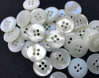 Pearl button, 4 hole imitation pearl buttons,  Size  5/8" (15.2mm). Lot of 6 buttons