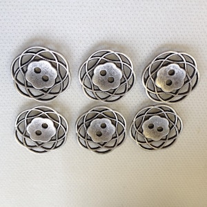 Ant Silver Button. Lot of 6 (pick size) - Metal filagree design available in 3 sizes.