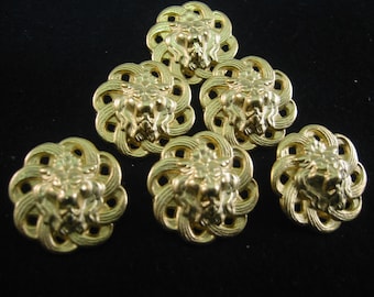Gold Button. Large Gold Button, Size  7/8" (23mm) diameter.  Lot of 4, Lion face - Shank back.