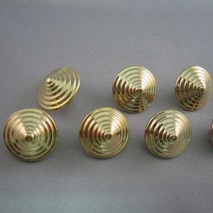 Gold button, Small  cone / pyramid, Gold Plated  5/8&quot; Metal Button Lot of 6 (15mm)