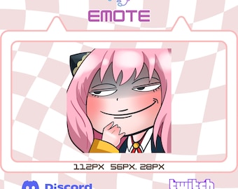 Emote de Anya Smug de la familia Spy / Emote de Discord / Emote de Twitch / Emote de Chibi lindo / Emote divertido / Emote de anime para subtítulos en streaming / Emote de chica linda