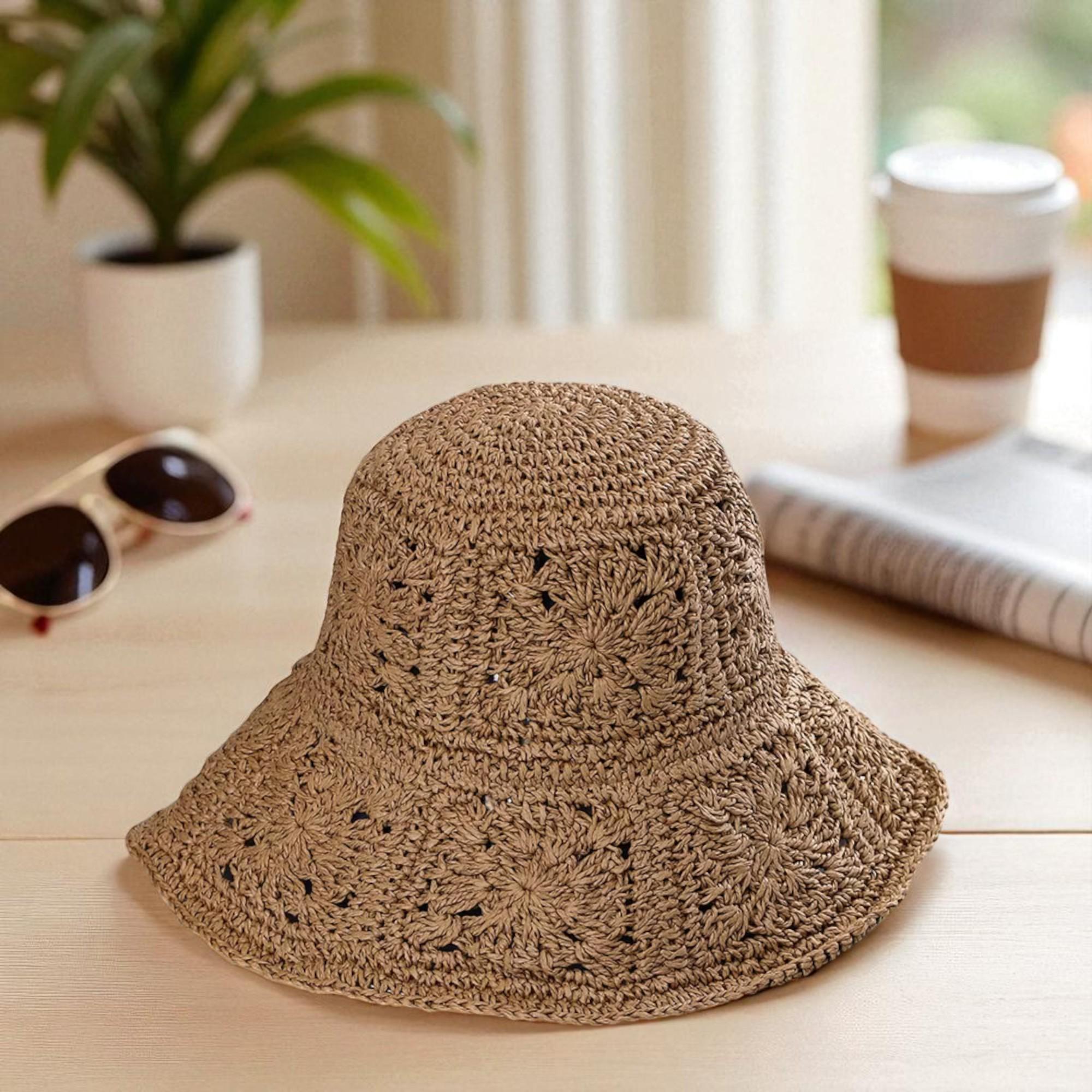 Fashion Travel Floppy Foldable Packable Crochet Wide Brim Bucket Sun Hat Foldable Floppy Straw Sun Hat with Wide Brim for Women  main image 4