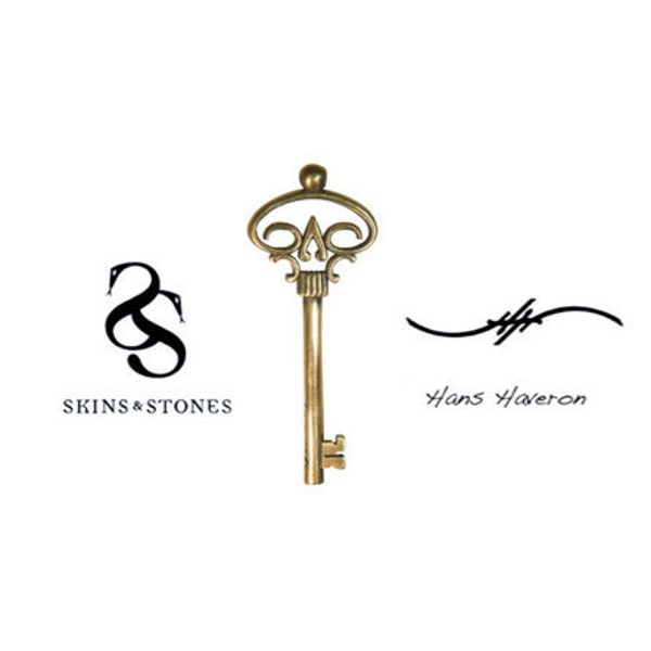 Hans Haveron Skeleton key Tattoo Pendant MIni Bronze Adam Lambert Jewelry