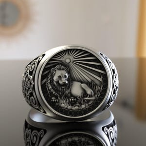 925 Sterling Silver Leo Zodiac Ring, Handmade Astrology Jewelry, Horoscope Gift, Unisex Engraved Band, Special Occasion Birthday Present
