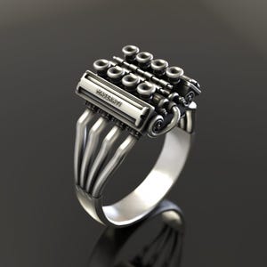 Engine V8  Block Ring for Car Lovers, Racing Inspired Jewelry, Mechanic Gift for Men