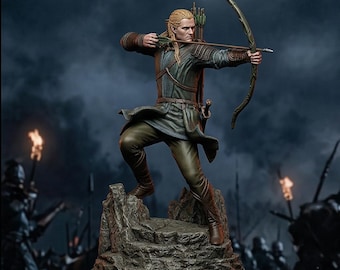 Legolas Figurine LOTR Statue, Elf Archer Figure, Lord of the Rings Collectible, Fantasy Warrior Sculpture, Gaming Desk Decor