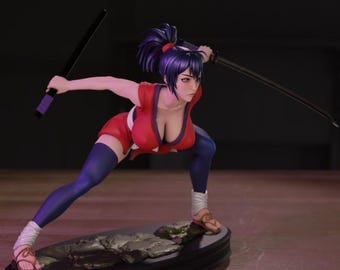 Anime Warrior Girl Figure, Dual Sword Fighter Statue, Fantasy Ninja Figurine, Adult Collectible Desk Decor