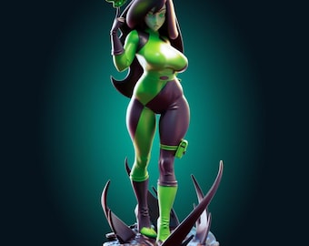 Figura de anime de villana verde, estatua de heroína oscura, decoración coleccionable de personaje femenino de fantasía