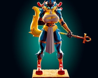 Figura inspirada en Mega Lucario, estatua de guerrero estilo Anubis, figura de criatura de anime, decoración coleccionable de fantasía