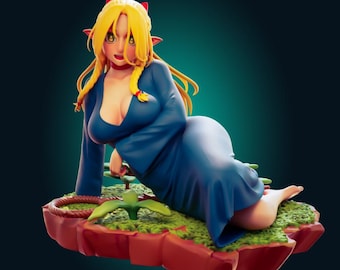 Figura de anime de maga elfa, estatua de chica elfa de fantasía, decoración coleccionable inspirada en Marcille Waifu