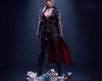 White Haired Fantasy Warrior STL, Female Game Character Figure, NSFW & SFW 3D Print Model, Detailed Collectible Statue